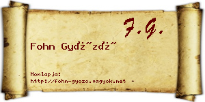 Fohn Győző névjegykártya